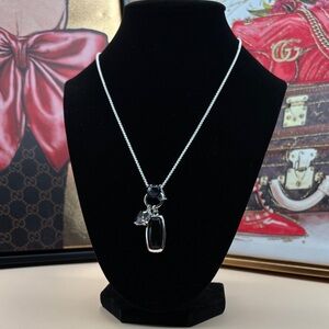 Kohls Silver Necklace with Black Pendant
